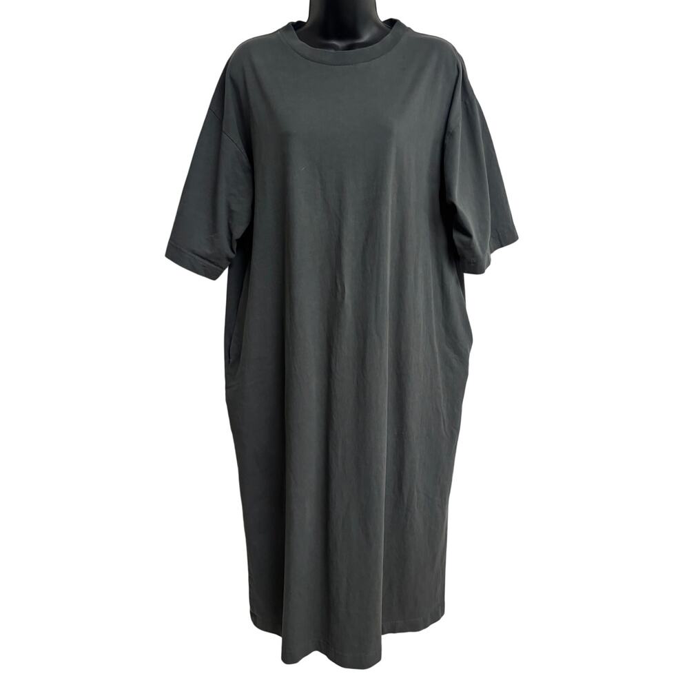 American Holic Oversized T Shirt Dress Charcoal Gray Midi Cotton Size Large